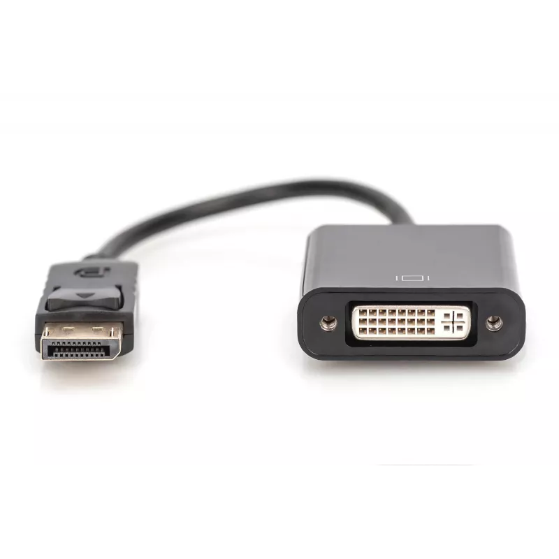 Przewód adaptera DisplayPort Assmann. DP - DVI (24+5) M/F. 0,15 m z blokadą. Zgodny z DP 1.1. UL. czarny, bez ekranowania. 32AWG (AK-340409-001-S)