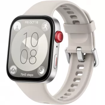 Huawei Watch Fit 3 - Stop ze stopu aluminium - Inteligentny zegarek z paskiem - Skóra - Biały - Rozmiar nadgarstka: 120-190 mm - Wyświetlacz 4,6 cm (1,82) - Bluetooth
