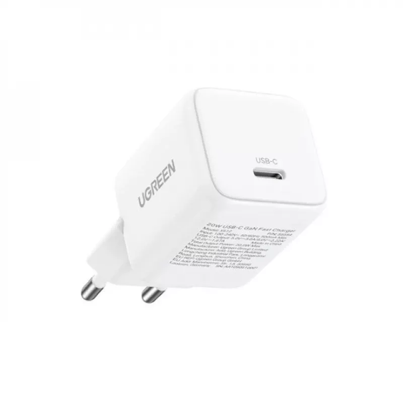 Ładowarka UGREEN Nexode N Series X513 30W GaN USB-C jednoportowa szybka ładowarka, 100–240V, biała