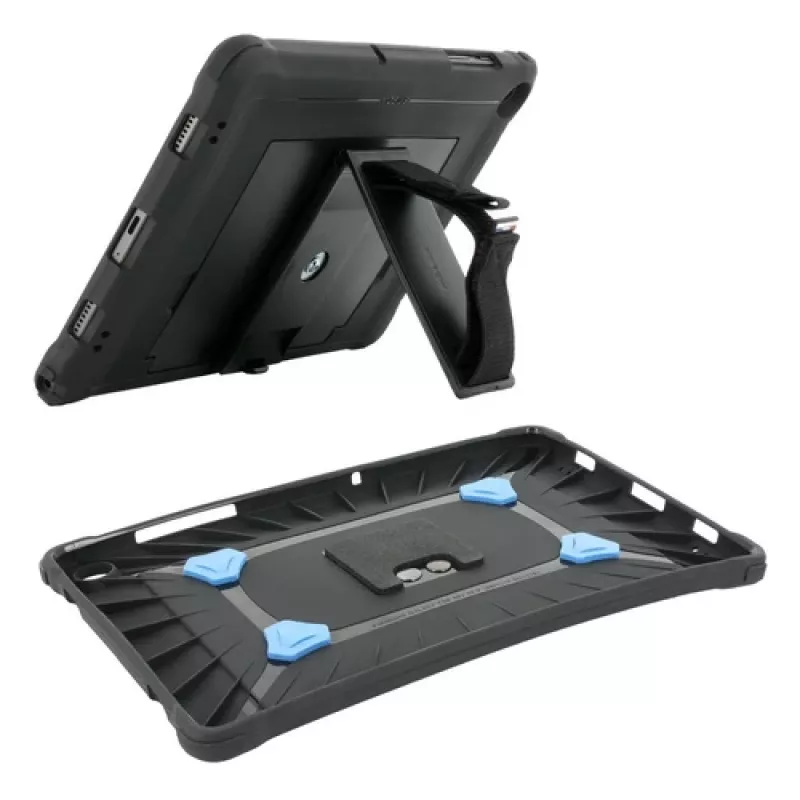 Mobilis PROTECH - Hintere Abdeckung für Tablet - hergestellt in Frankreich, verstärkt, mit Ständer und 360° drehbarer Handschlaufe - Schwarz - für Sam