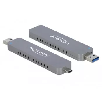 Externes Gehäuse für M.2 für M.2 NVMe PCIe SSD, Laufwerksgehäuse silber, mit USB TypeC und Typ-A Stecker