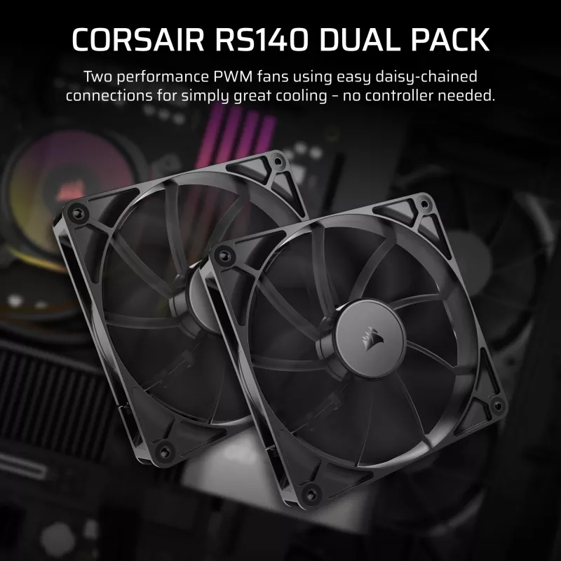 Corsair RS140 Wentylator obudowy 140 mm Zestaw 2 szt. Czarny