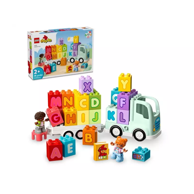 Zabawka konstrukcyjna LEGO DUPLO 10421 Ciężarówka ABC, 36 elementów, 2 minifigurki, dla dzieci od 2 lat, wymiary 110×140×70 mm
