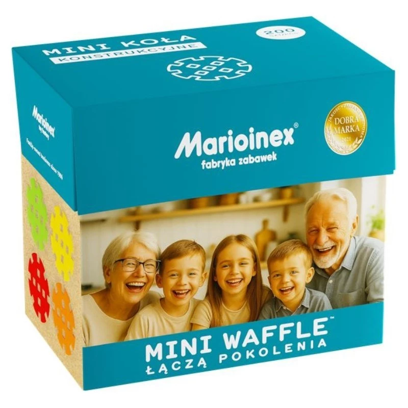 Klocki konstrukcyjne Marioinex Mini Waffle Building Blocks Senior Set — 200 elementów, wielokolorowe, zalecany wiek 6+
