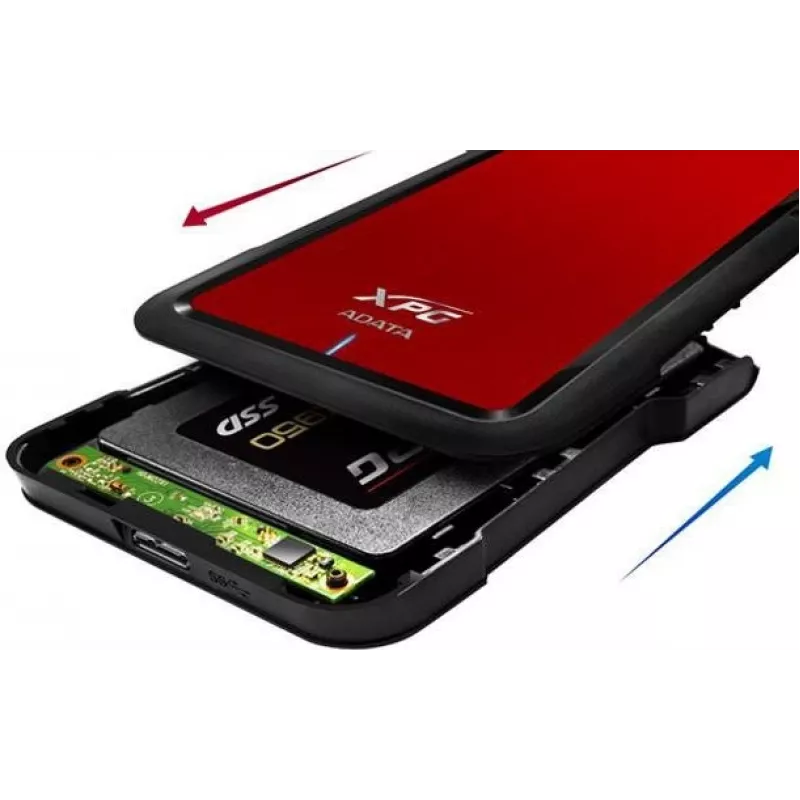 ADATA EX500 HDD/SSD enclosure Czarny, czerwony 2.5 inch