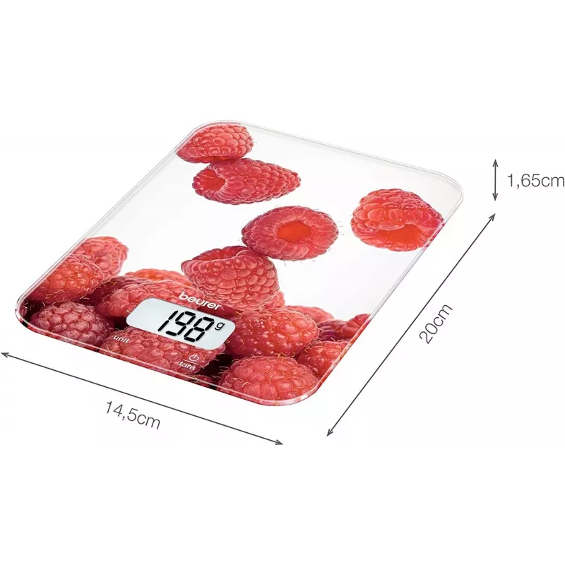 Beurer KS19 Berry czerwony, Biała Prostokątna Elektroniczna waga kuchenna