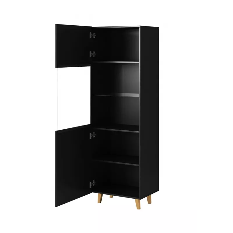 Gablota Cama Meble PAFOS 60x40x182 cm czarny mat — wolnostojący schowek przyścienny