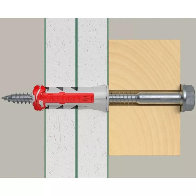 fischer Kołek rozporowy DUOPOWER 10x50 BigBox jasnoszary/czerwony 210 sztuk z możliwością wielokrotnego zamykania (570550)