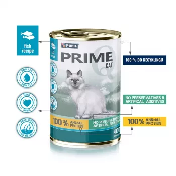 PUPIL Prime bogata w łososia z pstrągiem - karma mokra dla kota - 400g