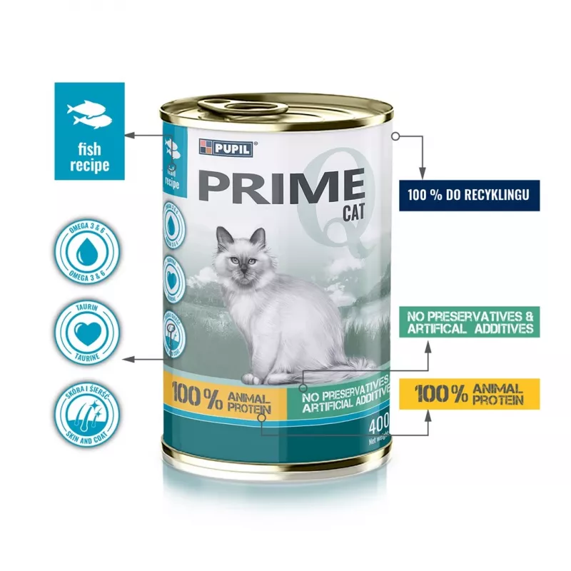 PUPIL Prime bogata w łososia z pstrągiem - karma mokra dla kota - 400g