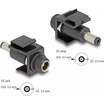 DeLOCK Moduł Keystone DC 5.5 x 2.5 mm żeński do męskiego czarny