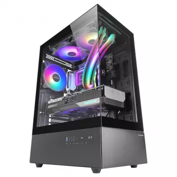 Obudowa PC TACENS Mars Gaming MC-XO Midi Tower Czarna — ATX/Micro-ATX/Mini-ITX, zasilacz na dole, 1×120mm wentylator tylny, obsługuje GPU do 328 mm