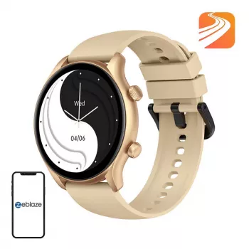 Smartwatch Zeblaze Btalk 3 Plus, okrągły ekran dotykowy IPS 1,39 cala 360×360, 260 mAh, złoty pasek silikonowy