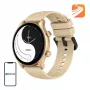 Smartwatch Zeblaze Btalk 3 Plus, okrągły ekran dotykowy IPS 1,39 cala 360×360, 260 mAh, złoty pasek silikonowy