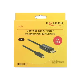 DeLOCK 85256 adapter kabla wideo 2 m USB Type-C DisplayPort Czarny