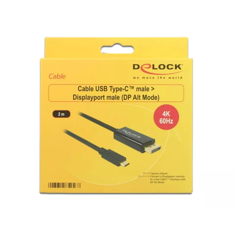 DeLOCK 85256 adapter kabla wideo 2 m USB Type-C DisplayPort Czarny