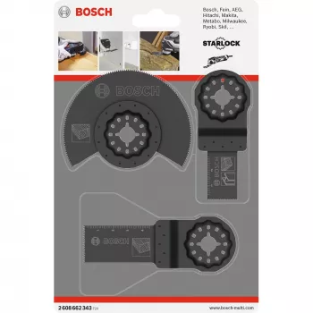 Bosch 2 608 662 343 Starlock zestaw podstawowy do drewna, 3-częściowy, brzeszczoty do narzędzi wielofunkcyjnych