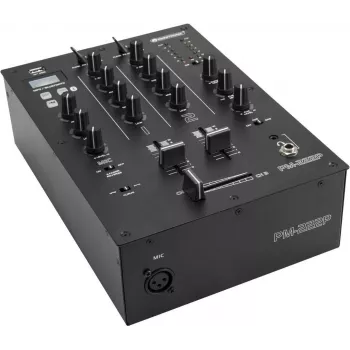 DJ Mixer Omnitronic PM-222P 2-kanałowy z odtwarzaczem, kompaktowy mikser 2-kanałowy z wbudowanym odtwarzaczem multimedialnym