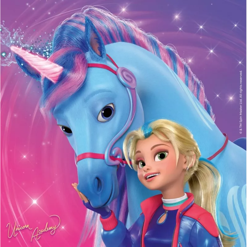 Zestaw puzzli Ravensburger Unicorn Academy — 3 x 49 elementów, dla dzieci