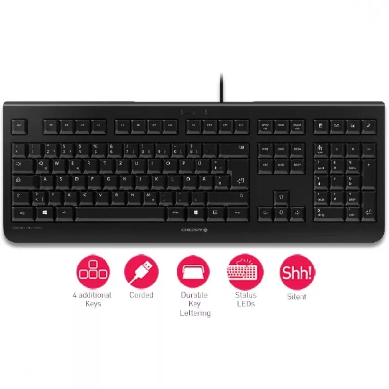 CHERRY KC 1000 klawiatura biurowa USB QWERTY hiszpańska czarna