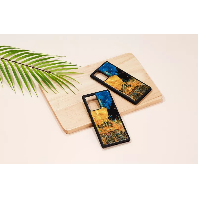 Ochronne etui na telefon iKins dla Samsung Galaxy Note 20, czarne „Cafe Terrace”