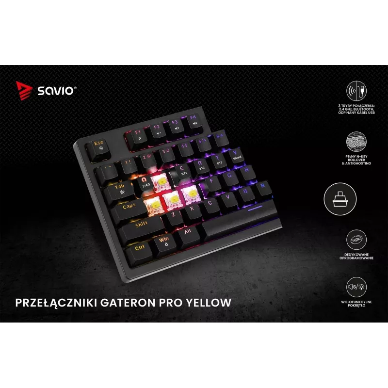 Savio Phenix SAVGK-RED Klawiatura Gaming USB RF Wireless Bluetooth QWERTY
