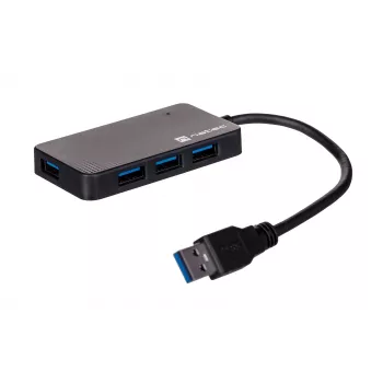 USB hub NATEC Moth 4-port USB 3.2 Gen 1 Type-A (5000 Mbit/s), zasilany przez USB, czarny, kabel 0,15 m