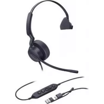 Yealink UH42 Mono 1308240 Zestaw słuchawkowy – USB-C/USB-A – monauralny – Redukcja szumów – Głośnik 35 mm – Szerokopasmowe audio – obrotowa muszla – Czarny