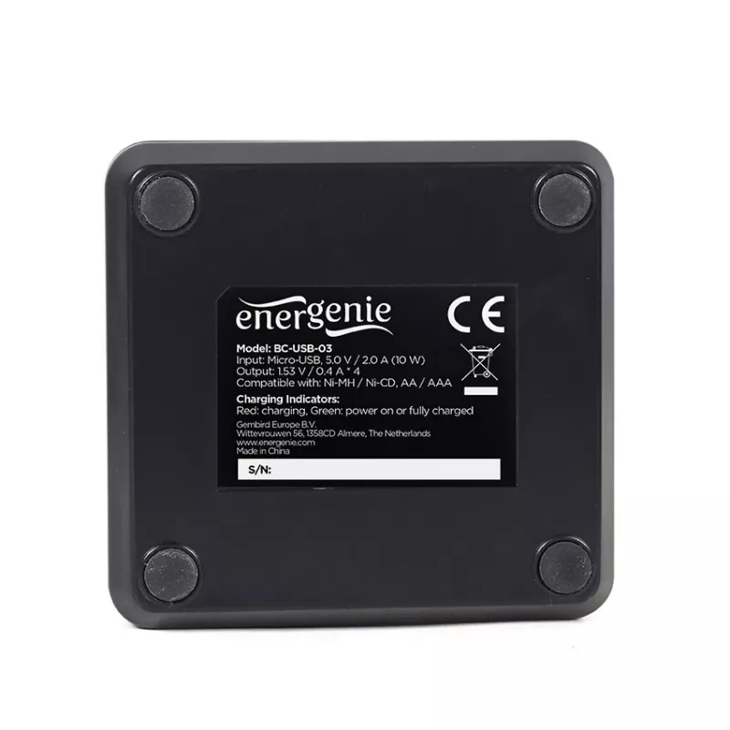 Ładowarka do akumulatorów Gembird BC-USB-03 USB Kompatybilna AA AAA Czarna