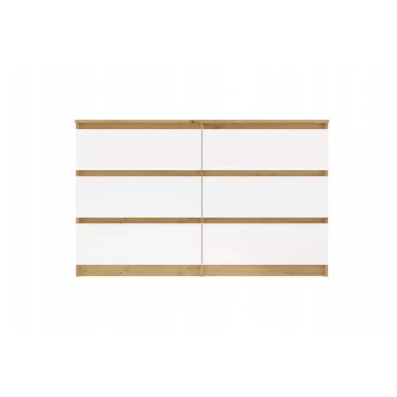 Komoda 6-szufladowa 120 cm Top E Shop Malwa — Dąb rzemieślniczy / Biały, Płyta wiórowa