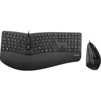 Perixx PERIDUO-505B, DE, Zestaw klawiatury i myszy, kabel USB, ergonomiczny, czarny (PERIDUO-505B)