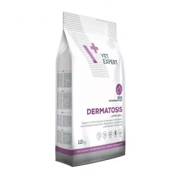 Sucha karma dla psa VETEXPERT Dermatosis Lamb & Krill 12 kg — dieta weterynaryjna przy problemach skórnych, białko 24%, tłuszcz 17%