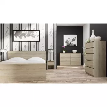 Komoda top e shop M5 SONOMA — 5 szuflad, wykończenie w kolorze dębu, 700×400×1120 mm, płyta wiórowa