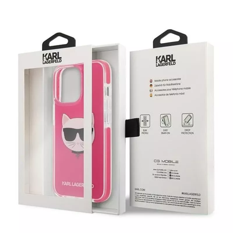 Karl Lagerfeld KLHCP13XTPECPI Iphone 13 Pro Max 6.7 Hardcase Fuchsia/FUSCHIA Choupette Head