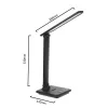 Lampa biurkowa LED MACLEAN MCE614B — ściemnialna, składane regulowane ramię, 9W, 3000K/4500K/6500K, czarna
