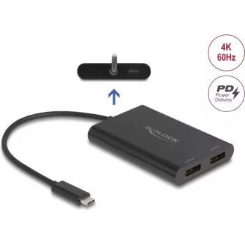 DELOCK Adapter USB Type-C na 2× DisplayPort 4K 60 Hz — model 64308