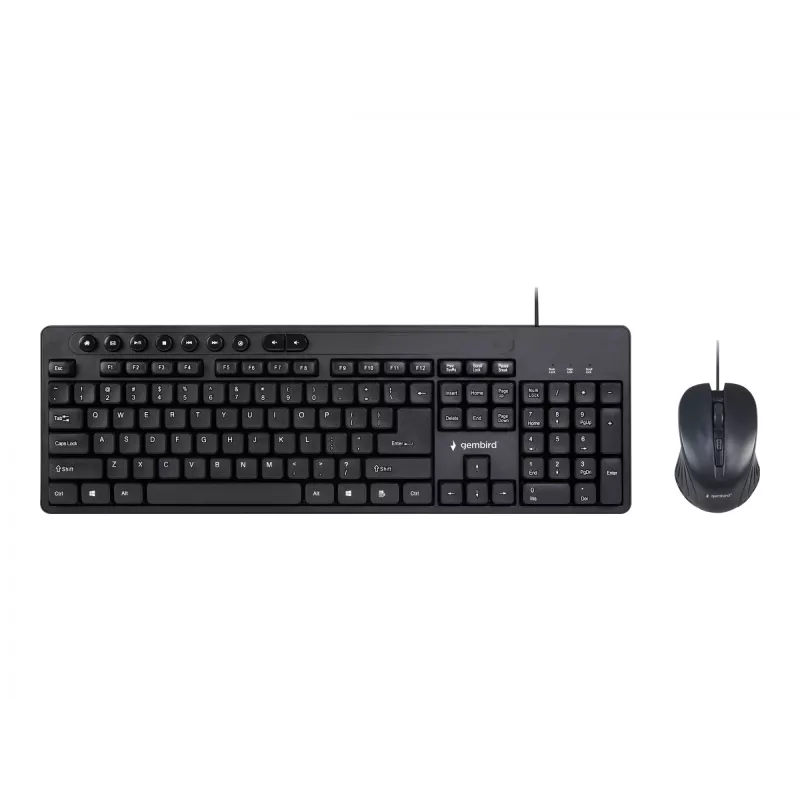 Przewodowa klawiatura pełnowymiarowa Gembird KBS-UM-04 USB QWERTY US English z myszą, czarna, kabel 1,5 m