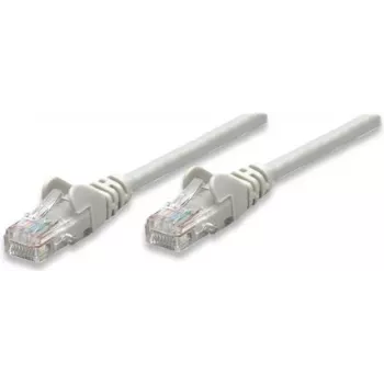 Intellinet Network kabel krosowy, Cat5e, 1,5 m, Szary, CCA, U/UTP, PVC, RJ45, Pozłacane styki, Bezzaczepowa osłona, Wzmocniona, Dożywotnia gwarancja