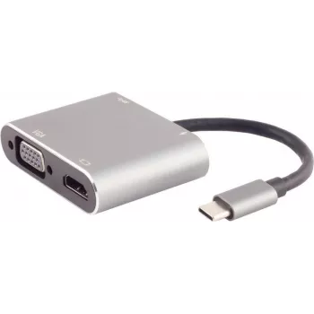 Stacja dokująca do laptopa S/CONN 14-05026 przewodowa USB 3.2 Gen 1 Type-C szary