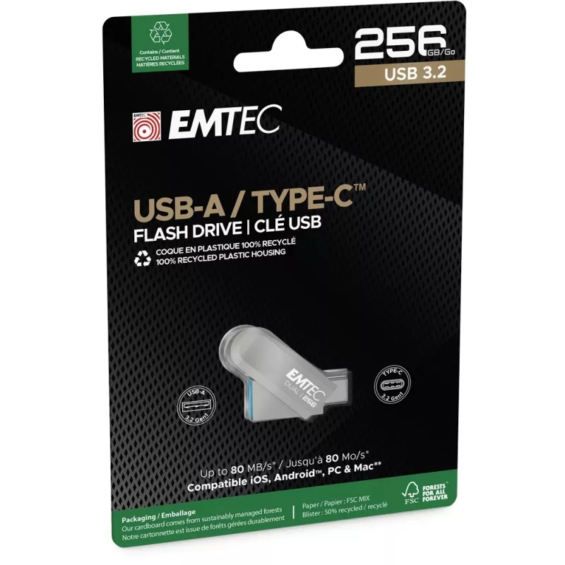 Pamięć USB Emtec 256 GB USB 3.2 Type-C Dual D280