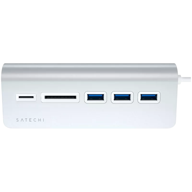 Satechi Type-C Aluminium USB Hub & Card Reader, Srebrny, ST-TCHCRS