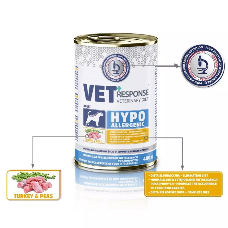 VET RESPONSE Hypoallergiczny Indyk - karma mokra dla psów - 400g