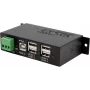 USB hub Exsys EX-1163HMS — 4-portowy z ochroną ESD 15 kV, zestaw do montażu na szynie DIN
