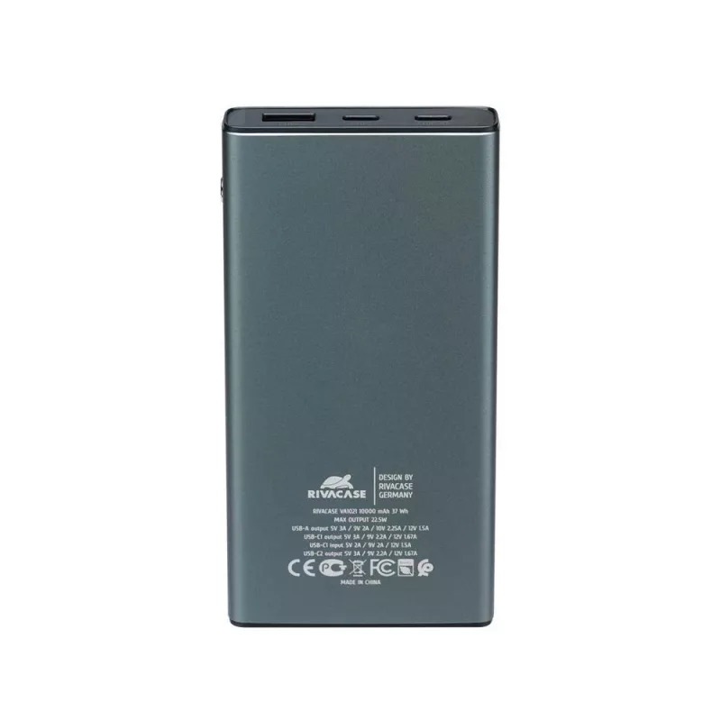 Powerbank Rivacase VA1021 10000 mAh, podwójne wyjścia USB, wskaźniki LED, kompaktowa ładowarka przenośna