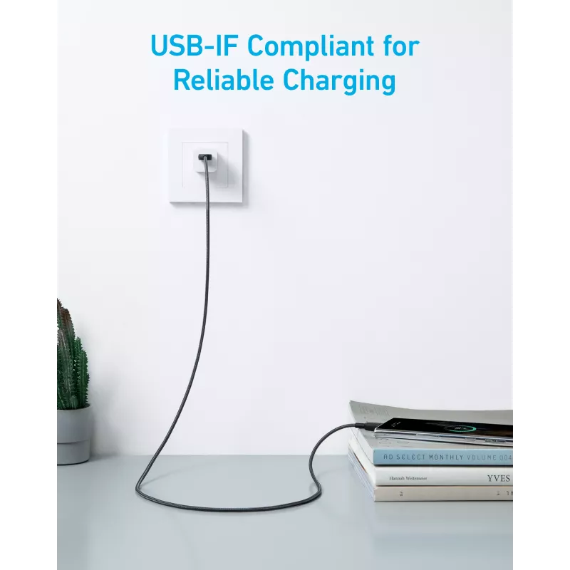 Anker Innovations 322 Kabel USB-A do USB-C Nylon 1,8M Czarny - Kabel - Cyfrowy/Dane