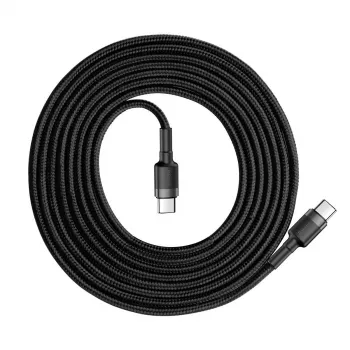 Kabel USB Baseus Cafule 2m USB C Czarny Szary