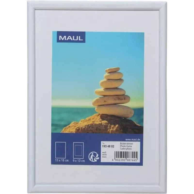 MAUL 1934802 - Einzelbilderrahmen - MDF-Platten - Kunststoff - Polycarbonat (PC) - Weiß - Tisch - 13 x 18 cm - Rechteckig