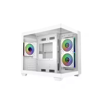 Cooler Master E481-WHNN-S00 Elite 481 WOOD Biały, mATX, Panel przedni, 70° Full-View Tempered Glass