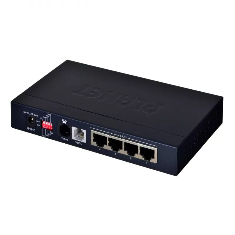 Mostek sieciowy PLANET VC-234 zarządzalny 4-portowy Fast Ethernet (10/100) do montażu w szafie 1U, wejście DC, przepustowość przełączania 0,8 Gbit/s
