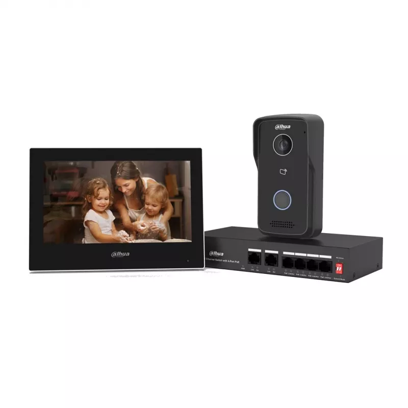 Zestaw wideodomofonowy DAHUA KTP03 7-calowy monitor, połączenie 2-przewodowe, PoE, 1024x600, kamera 2MP